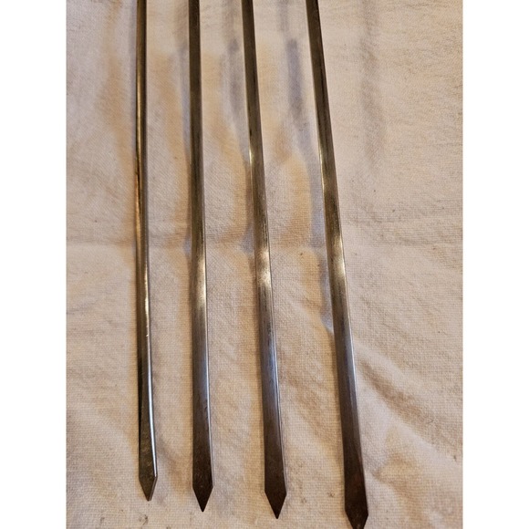 Set Of Four Brass And Stainless Steel Skewers Or Meat Identifiers Beef Pork... - Picture 8 of 9
